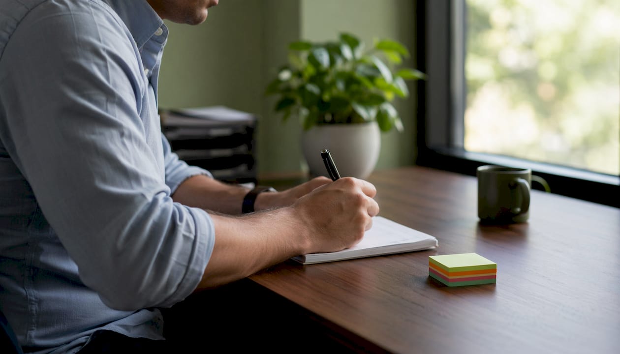 Clinician writing patient message notes